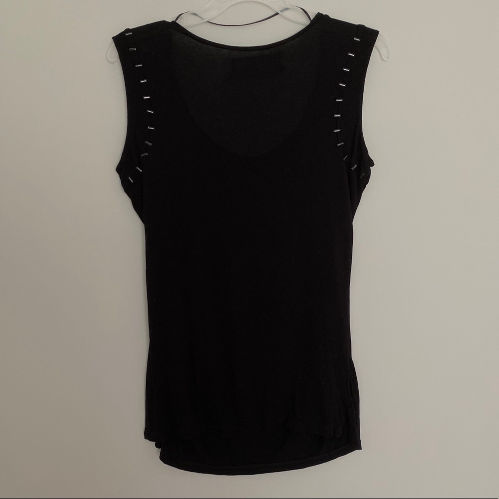 Zara Basic Evening Black Stud Sleeveless Top Shirt - image 2